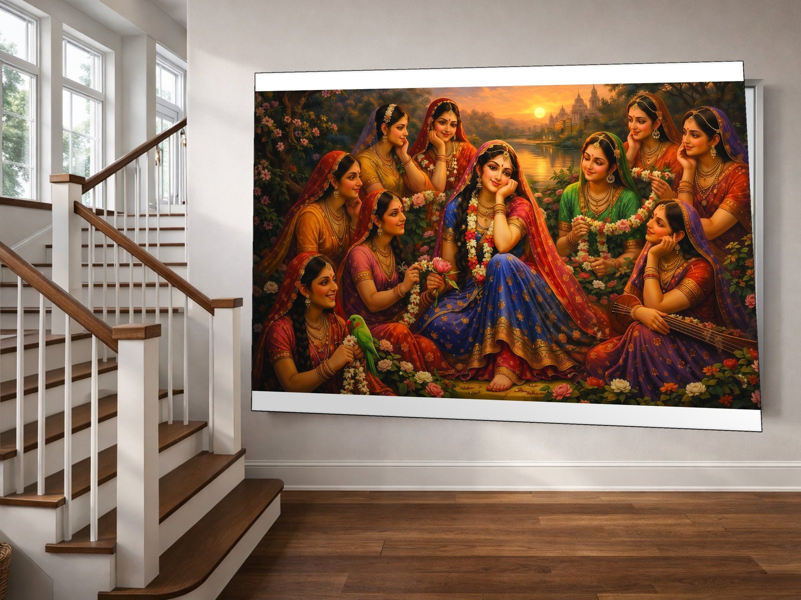 Krishna's Gopis Gathering canvas wall art placement