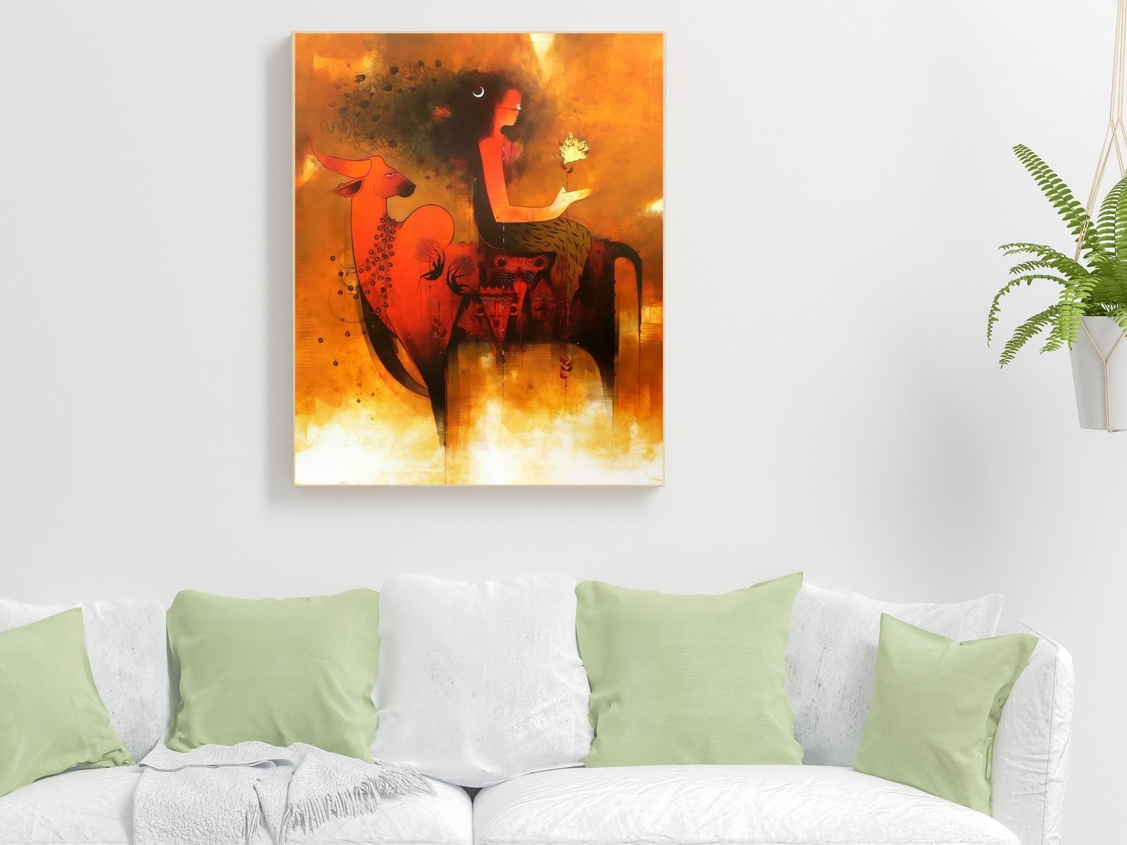 Shiva with Nandi framed canvas wall art