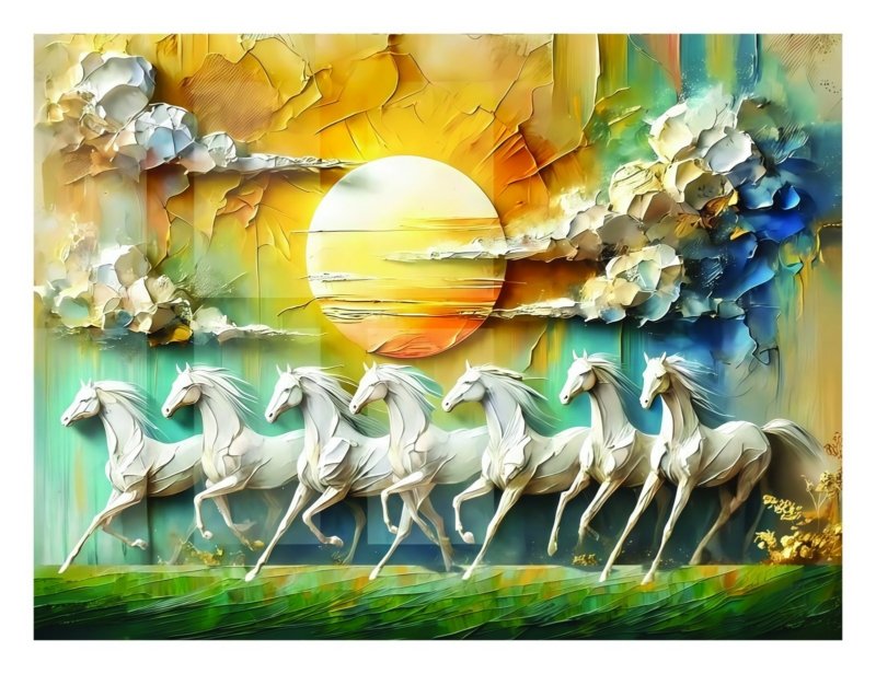 running white horses canvas wall art