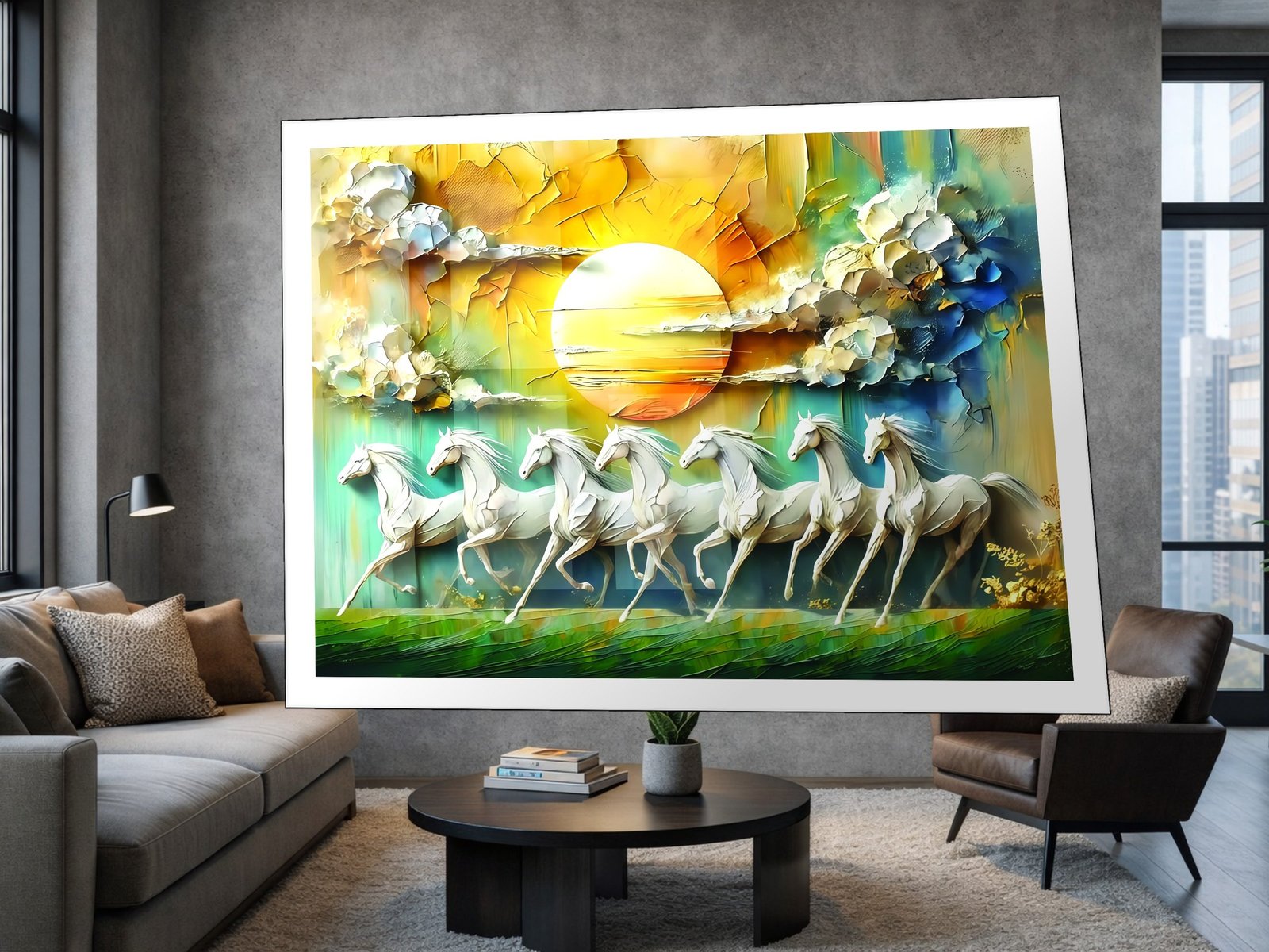 Running White Horses canvas wall art placement