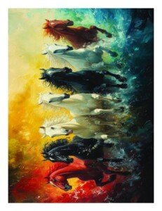Rainbow Horse Gallop Canvas Wall Art 3x4 Feet – Floating Frame – Premium Digital Canvas Print – Living Room & Home Spiritual Wall Décor