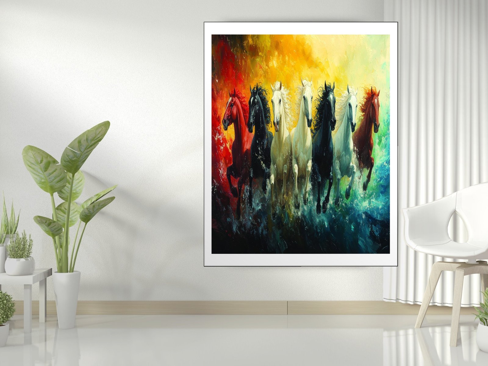 rainbow horse gallop canvas wall art room mockup 3