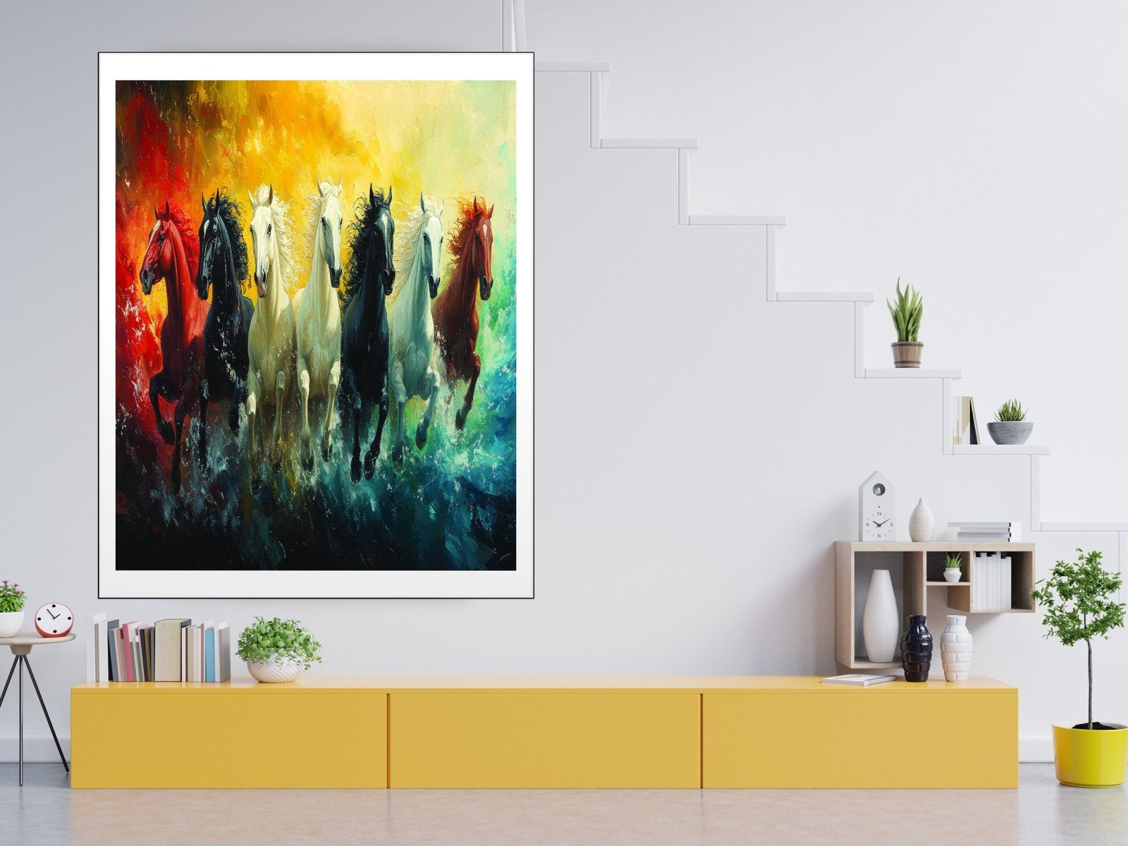 rainbow horse gallop canvas wall art room mockup 4
