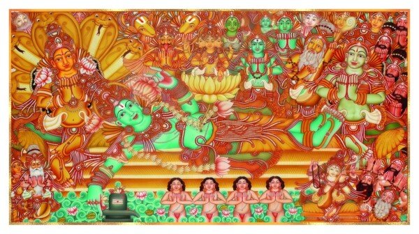 kerala mural celebration canvas wall art