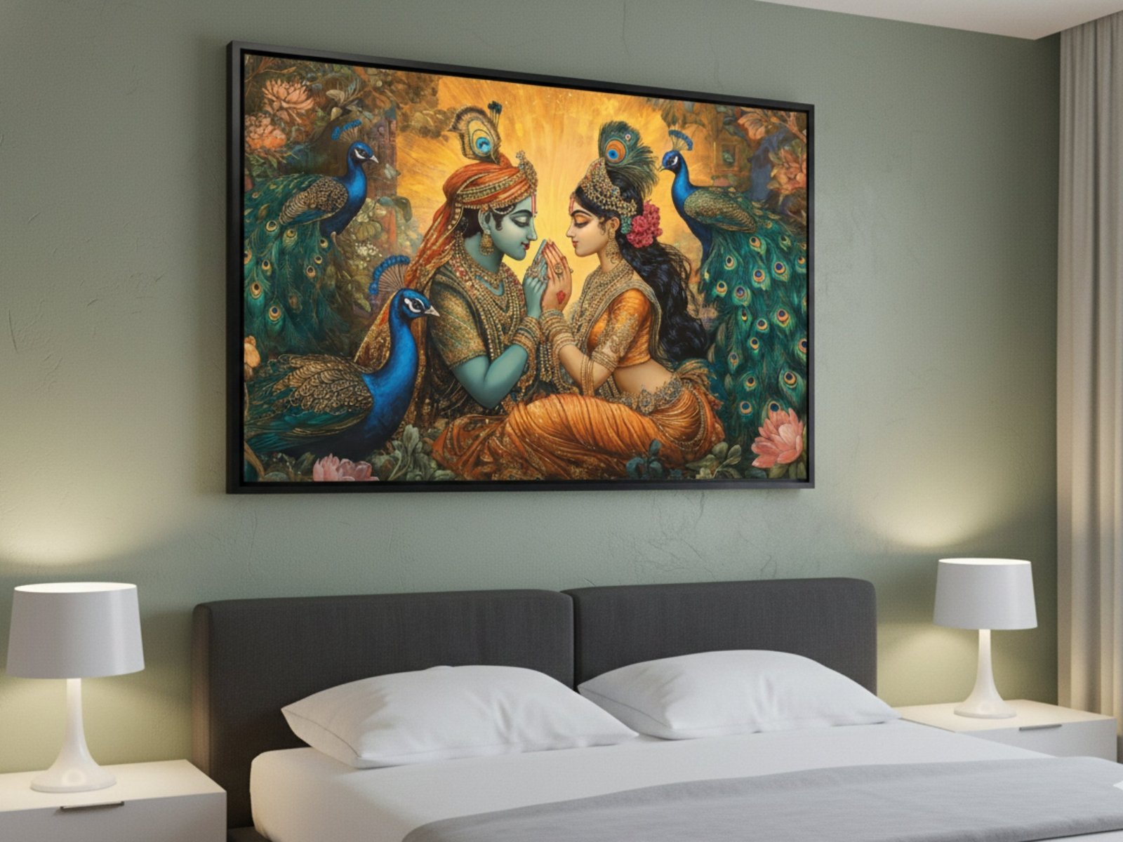 Krishna and Radha framed canvas wall art
