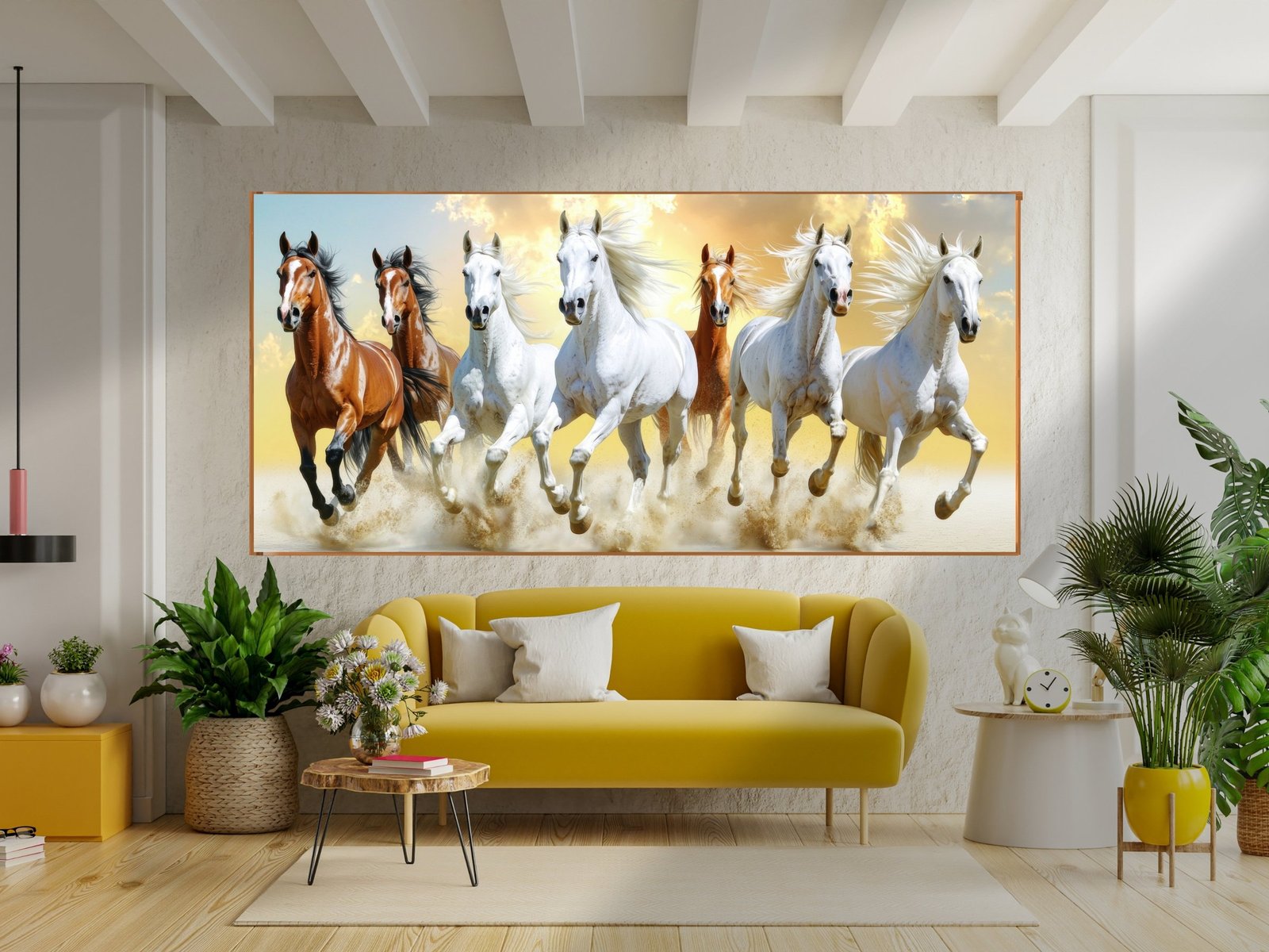 Seven Horses Sky Run framed canvas wall art