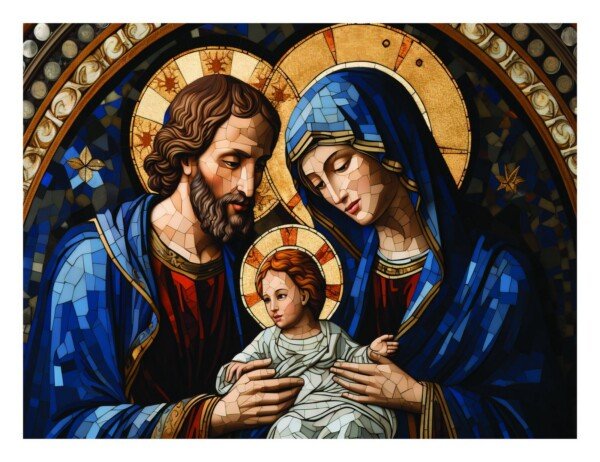 holy family stained glass canvas wall art