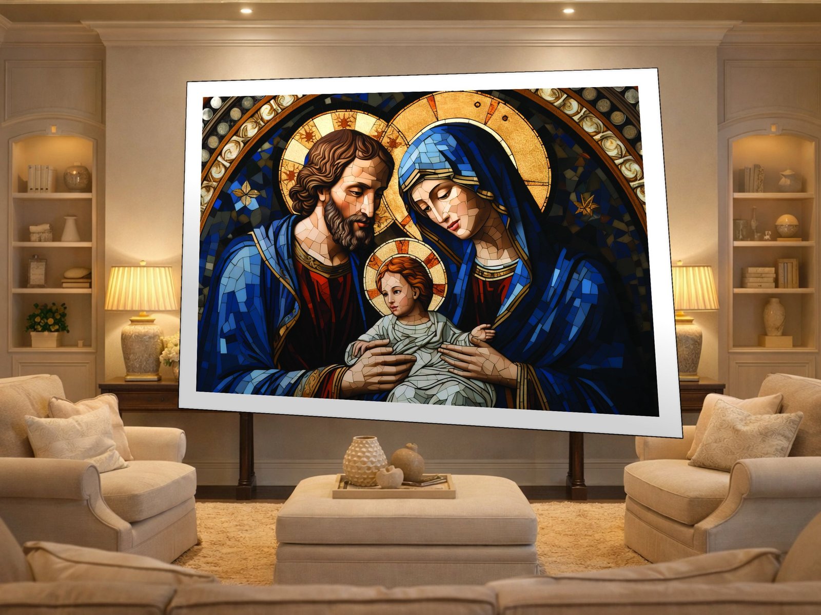 Holy Family Stained Glass canvas wall art placement