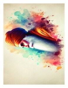 Guru Watercolor Splash Canvas Wall Art 3x4 Feet – Floating Frame – Premium Digital Canvas Print – Living Room & Home Spiritual Wall Décor