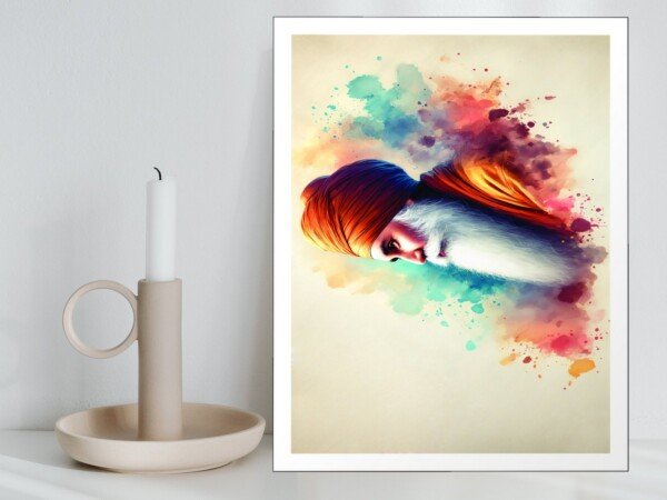 guru watercolor splash canvas wall art shown framed on a wall