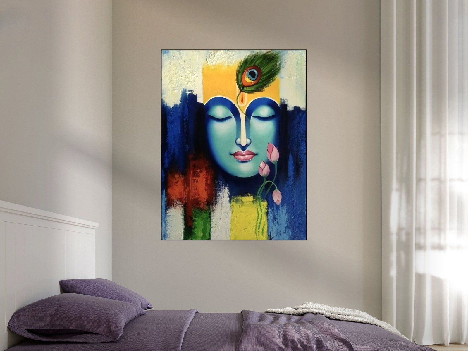 Krishna Serene Face framed canvas wall art