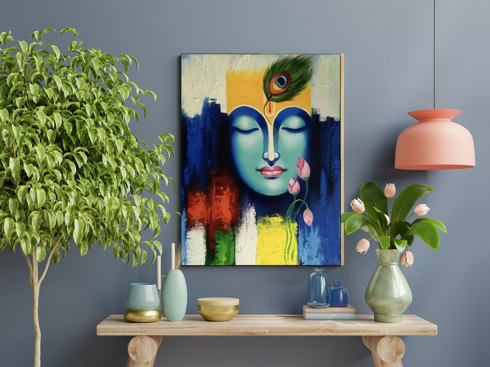 Krishna Serene Face canvas wall art placement