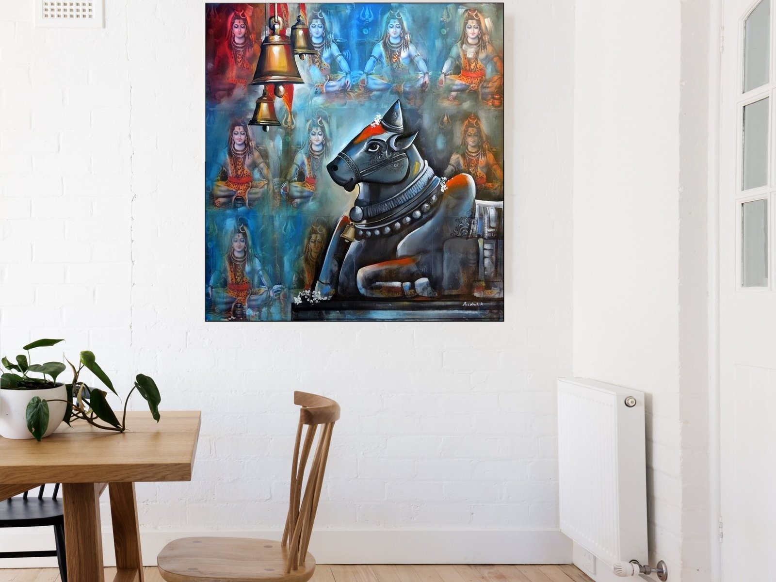 Nandi and the Jyotirlingas framed canvas wall art