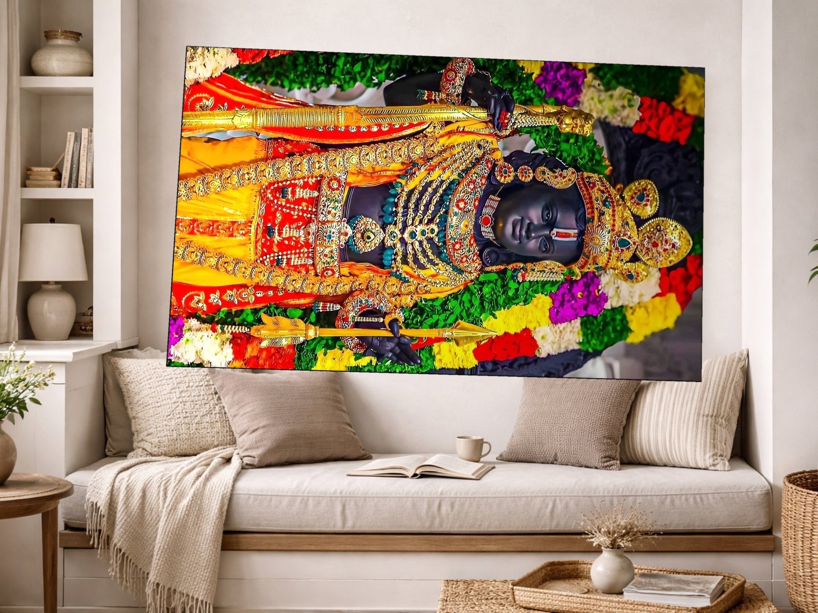 Ram Lalla in Garlands canvas wall art placement
