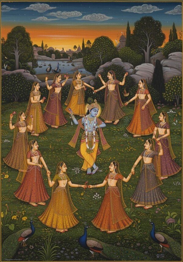 raas leela miniature canvas wall art