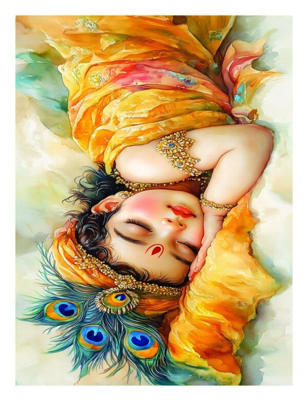 sleeping krishna art canvas wall art