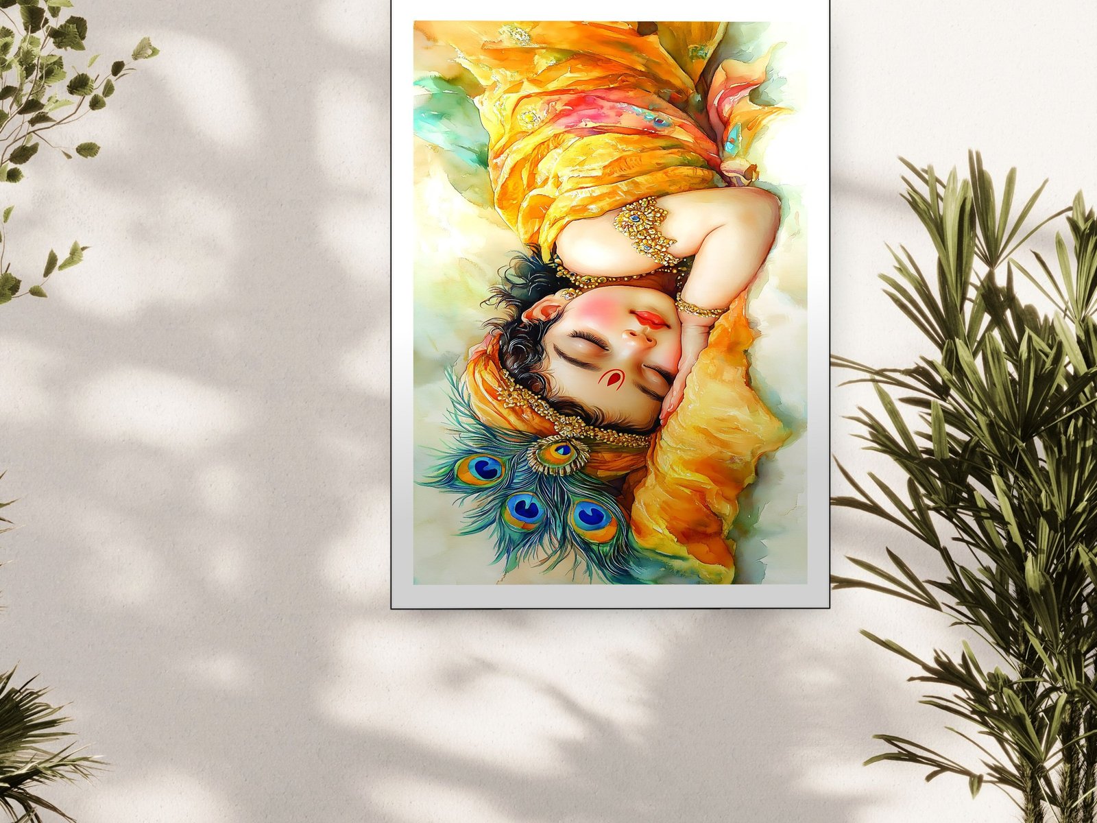 Sleeping Krishna Art framed canvas wall art