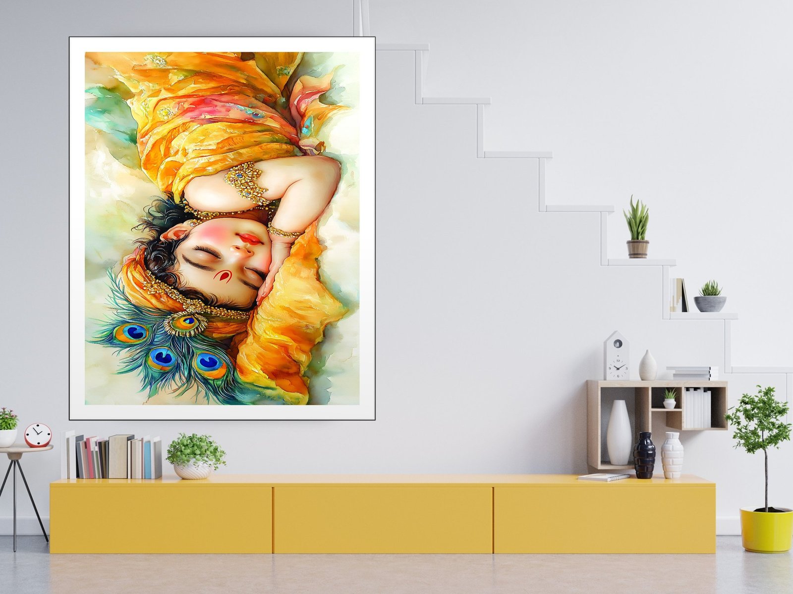 Sleeping Krishna Art canvas wall art placement