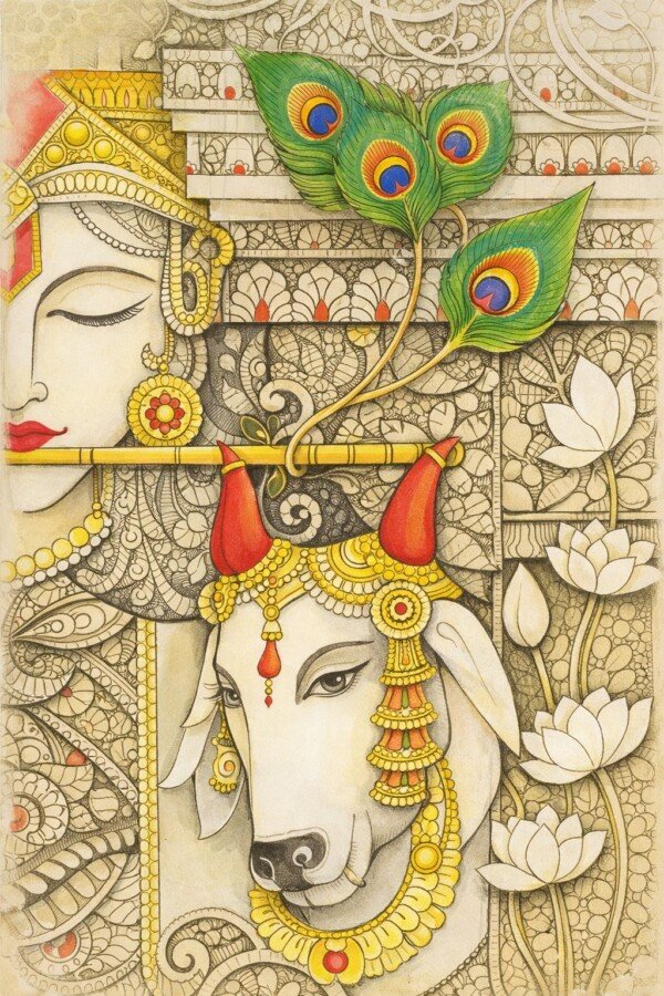 sacred cow relief art canvas wall art