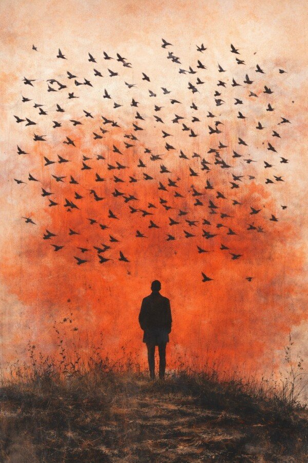 murmuration at dusk canvas wall art