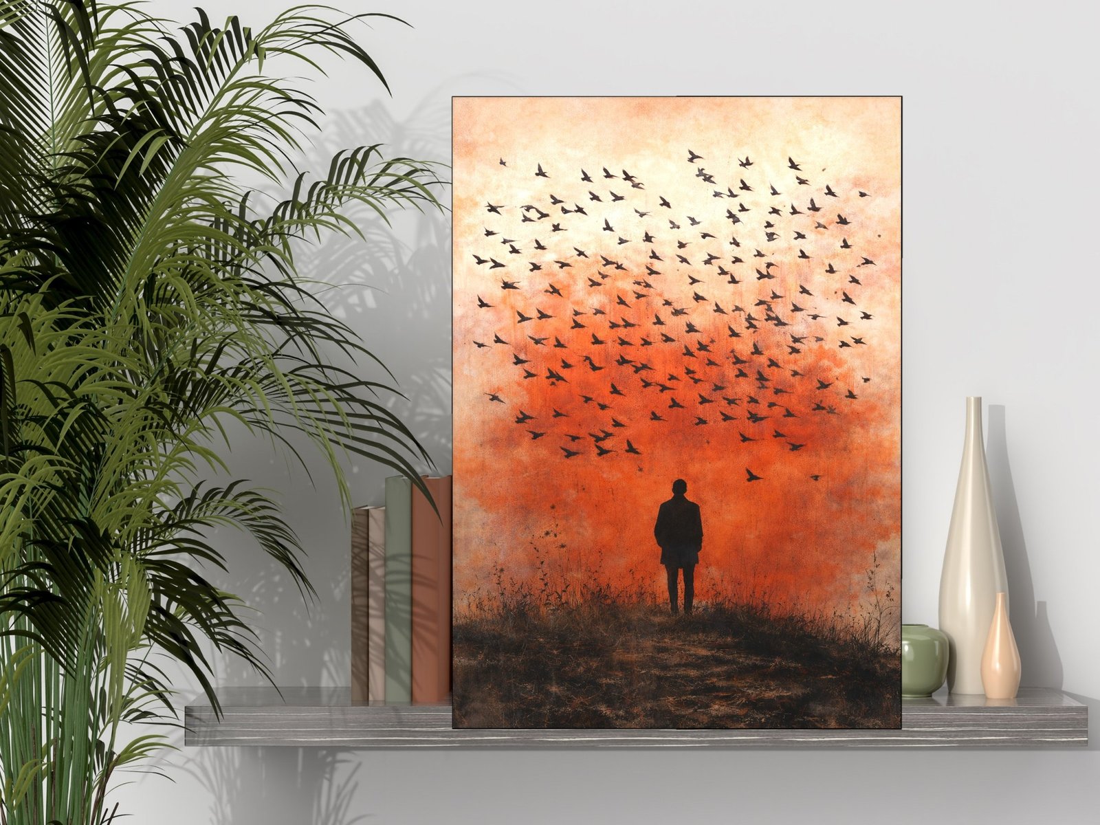 Murmuration at Dusk canvas wall art placement