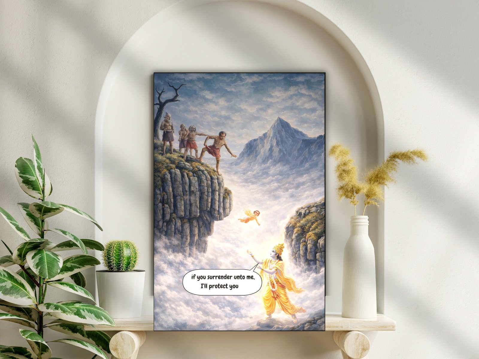 Krishna's Promise framed canvas wall art