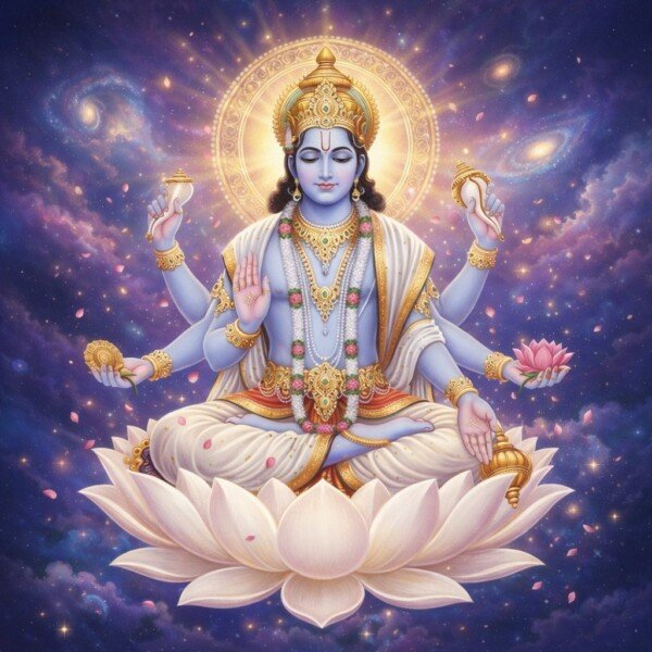 vishnu cosmic lotus canvas wall art
