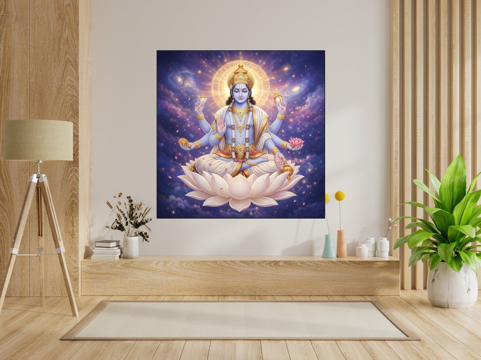 Vishnu Cosmic Lotus framed canvas wall art