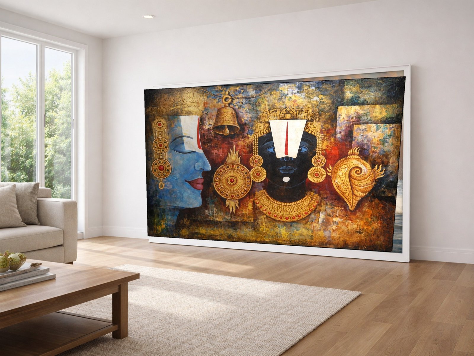 Balaji Abstract Gold framed canvas wall art