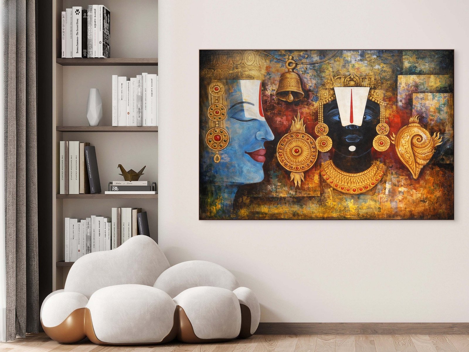 Balaji Abstract Gold canvas wall art placement