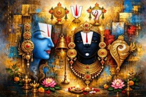 Balaji Divine Collage Canvas Wall Art 3x4 Feet – Floating Frame – Premium Digital Canvas Print – Living Room & Home Spiritual Wall Décor