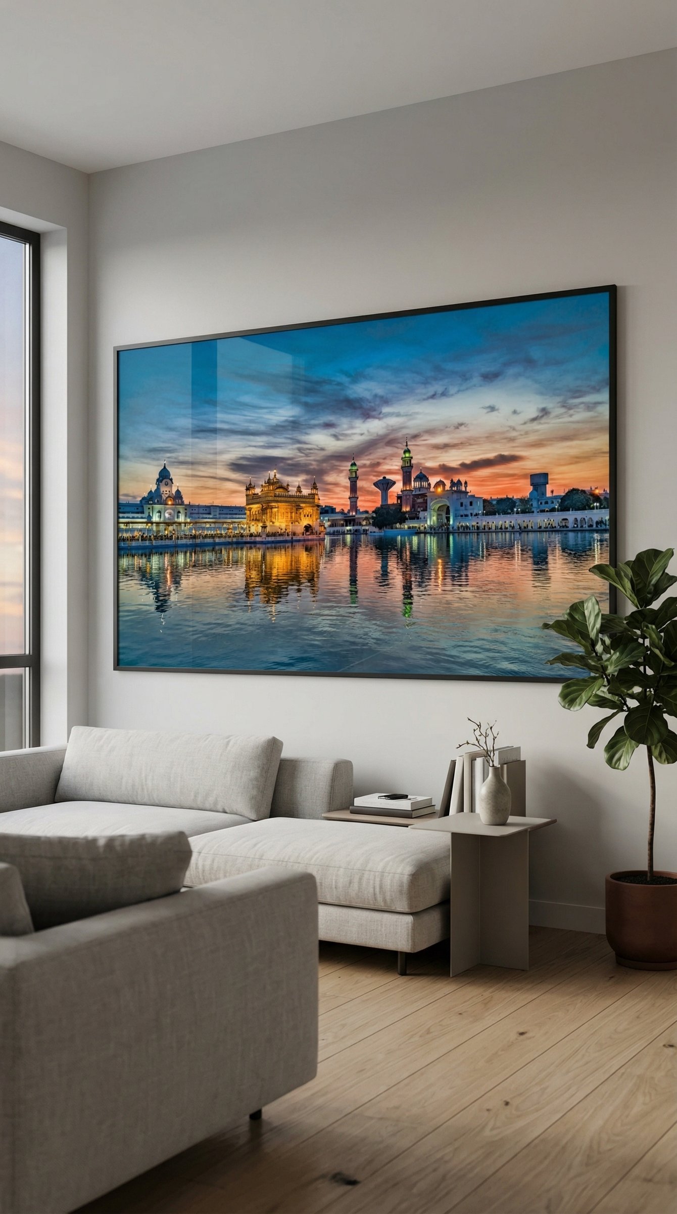 Golden Temple at Dusk framed canvas wall art
