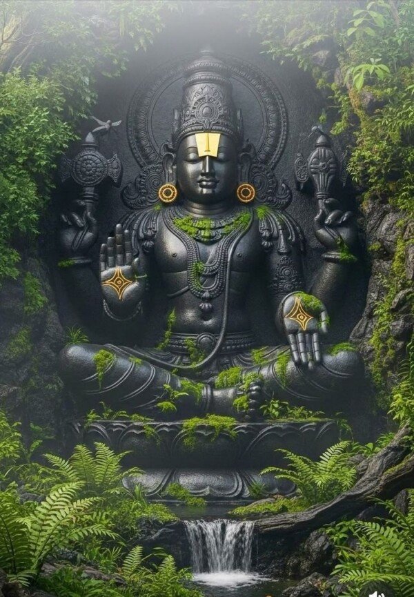 forest vishnu murti canvas wall art