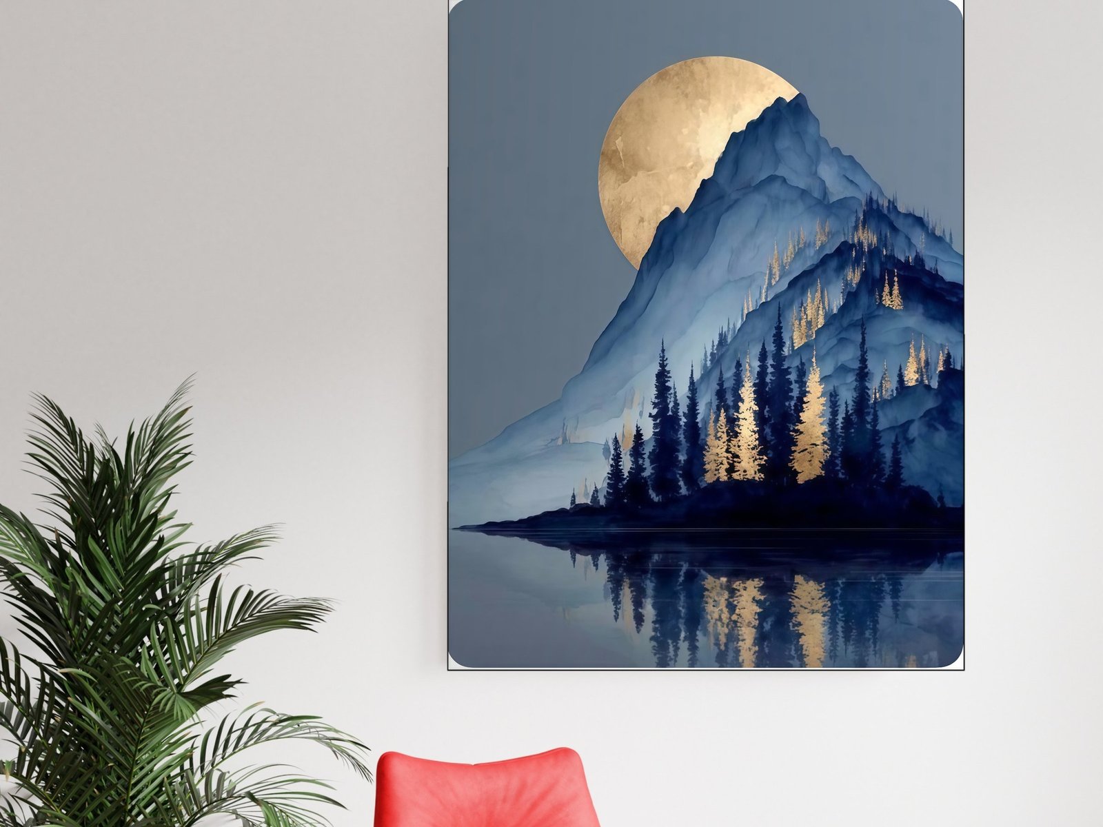 Moonlit Mountain Forest canvas wall art placement