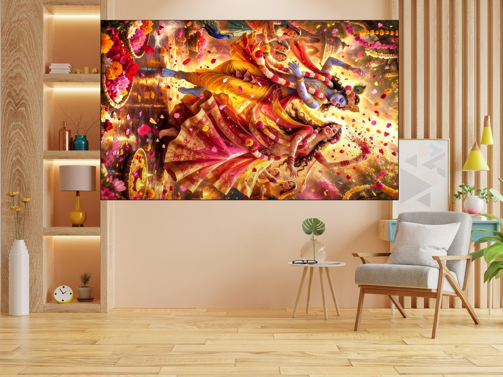 Radha Krishna Petal Dance canvas wall art placement
