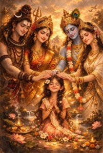 Divine Blessings Gathering Canvas Wall Art 3x4 Feet – Floating Frame – Premium Digital Canvas Print – Living Room & Home Spiritual Wall Décor