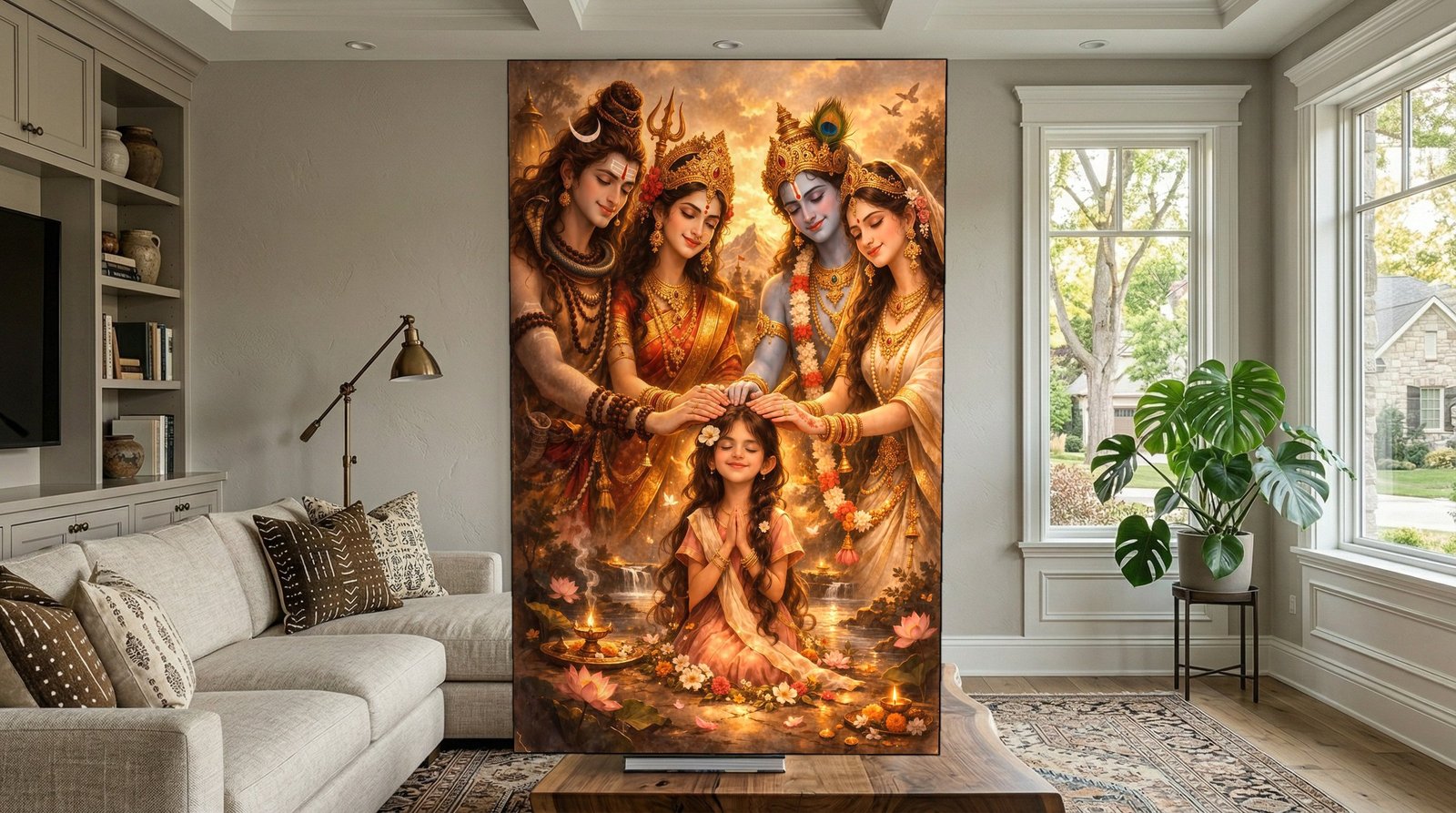 Divine Blessings Gathering framed canvas wall art