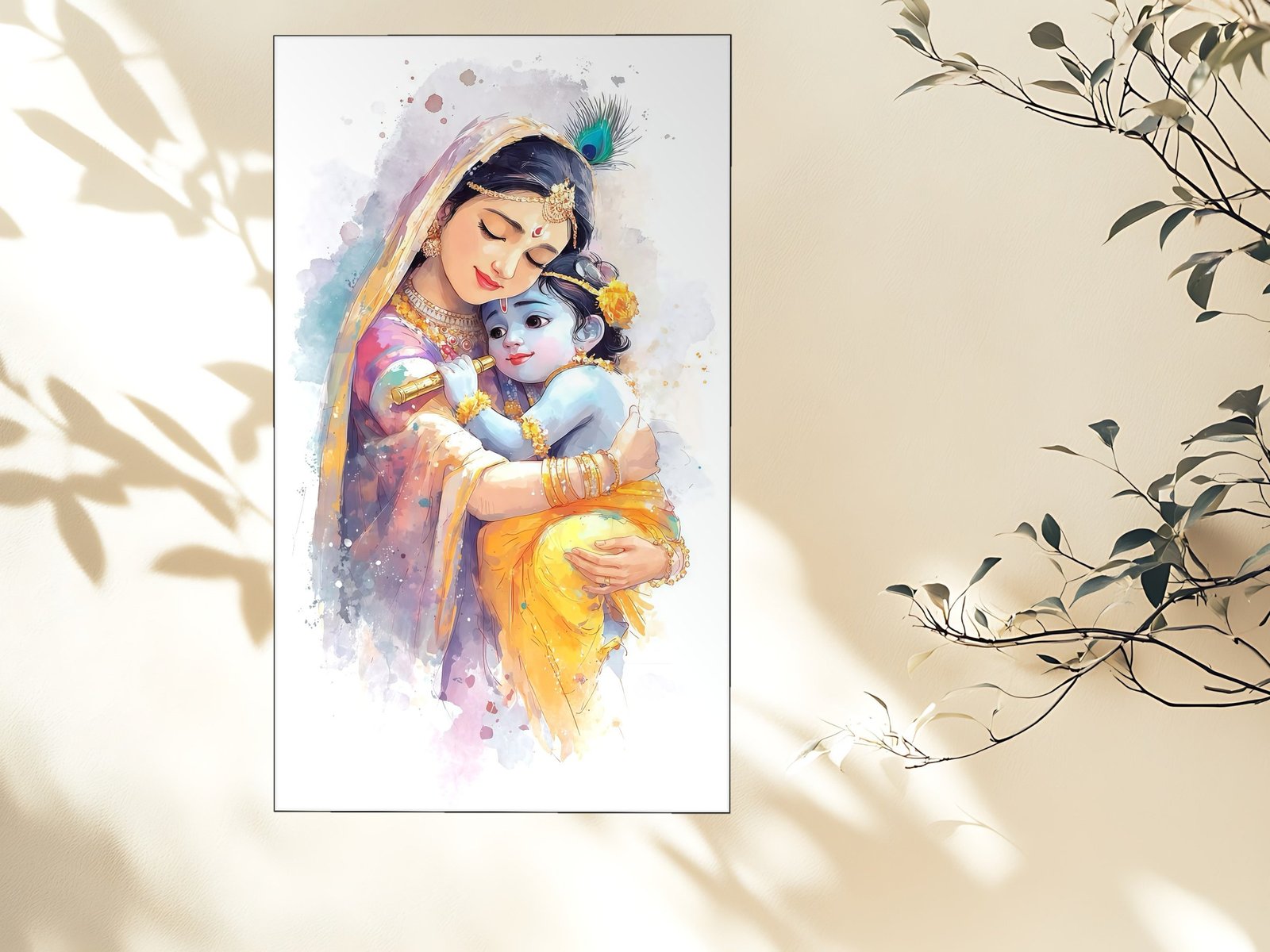Mother and Little Krishna canvas wall art placement