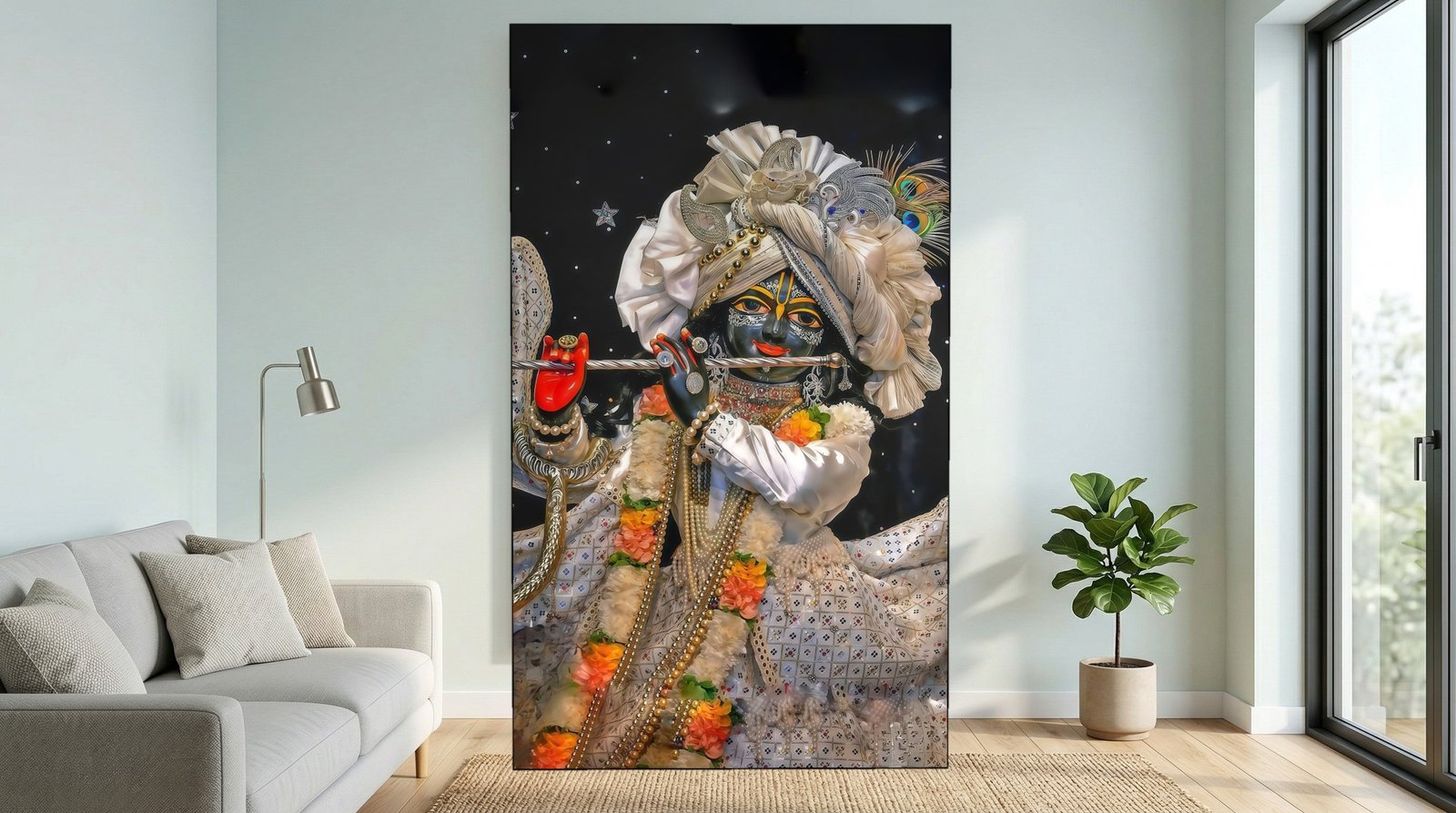 Krishna in Pearl Attire canvas wall art placement