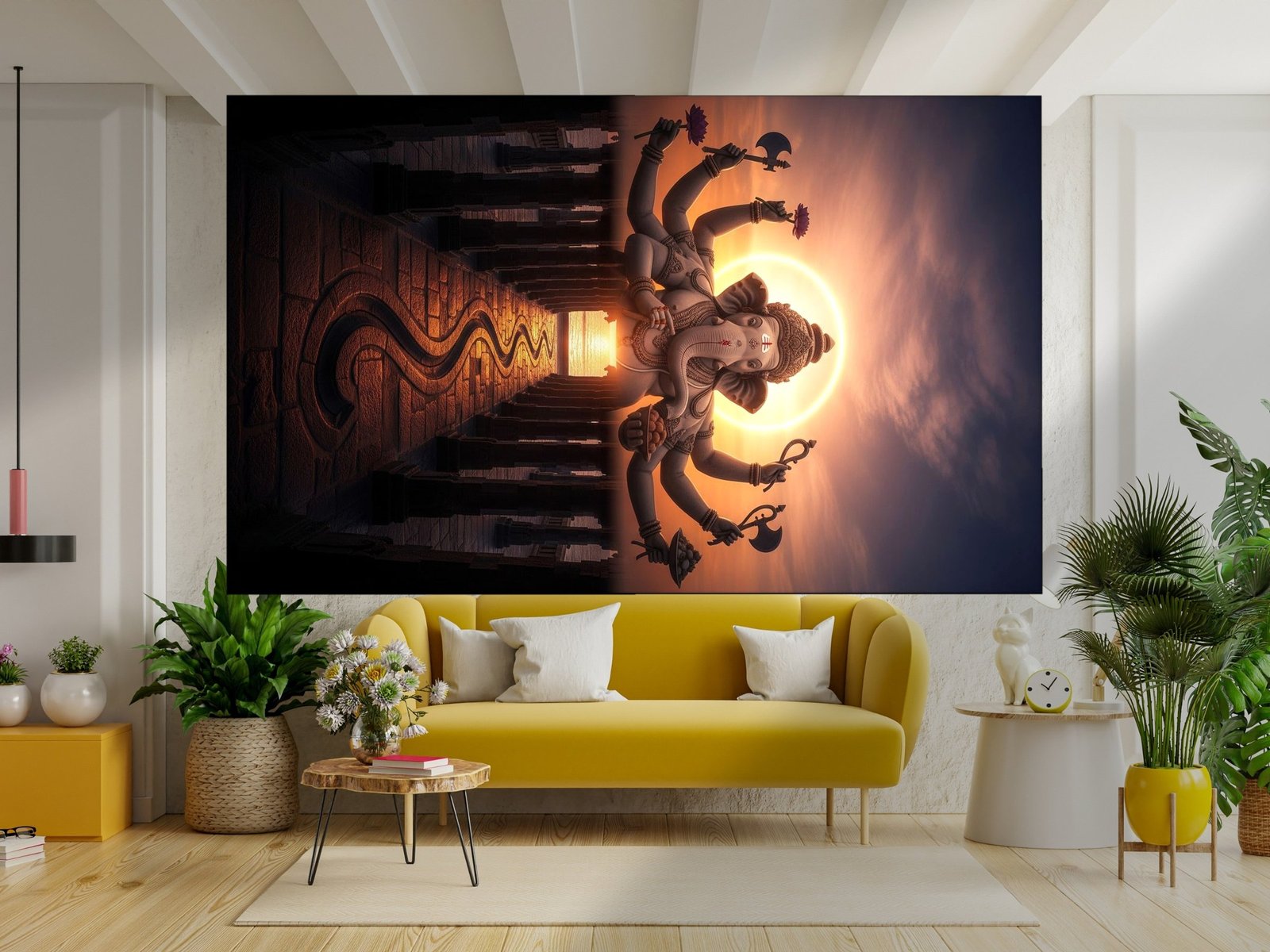 Ganesha Dawn Silhouette canvas wall art placement