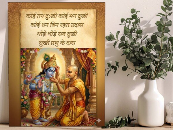 krishna sudama friendship canvas wall art shown framed on a wall