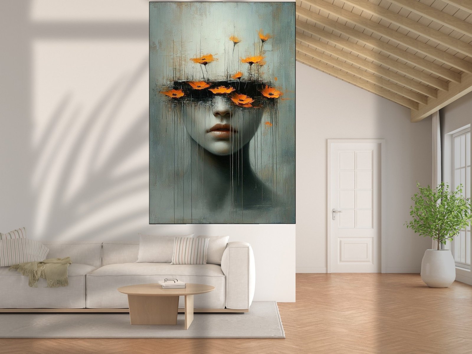Marigold Dreams Portrait framed canvas wall art