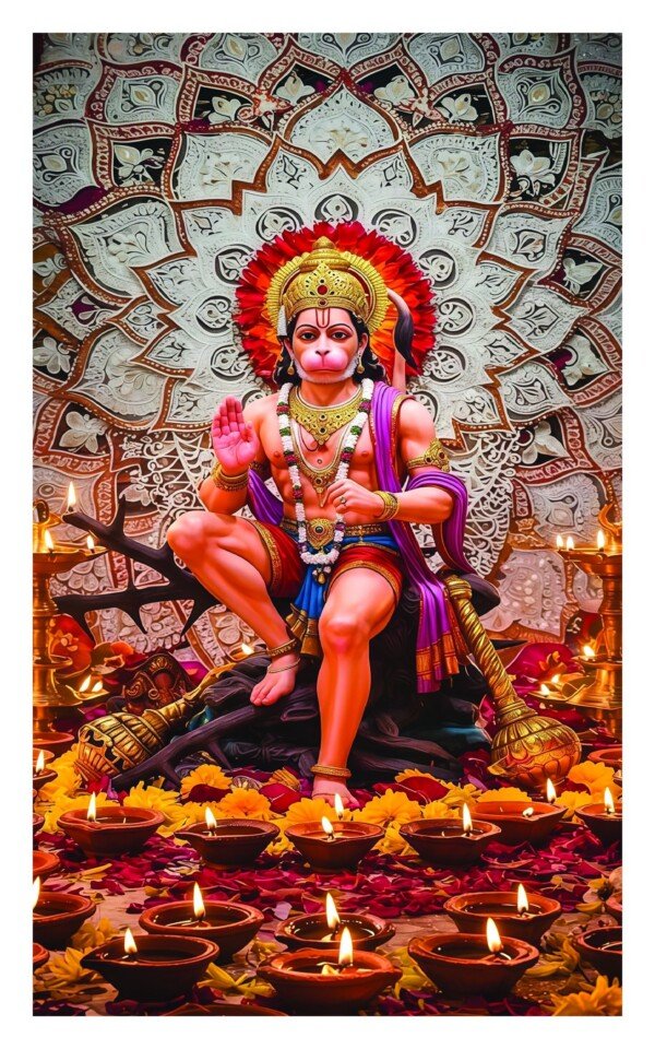 lord hanuman statue art canvas wall art