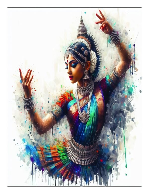 bharatanatyam dancer art canvas wall art