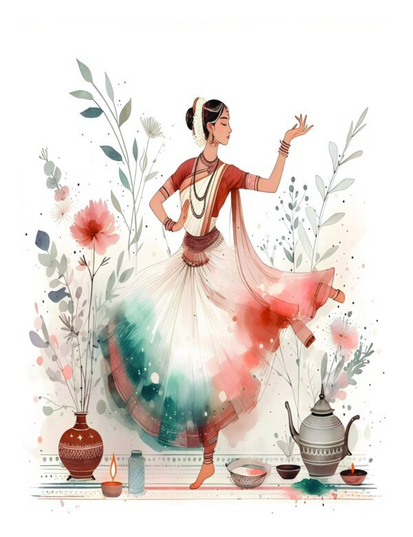 indian classical dancer canvas wall art