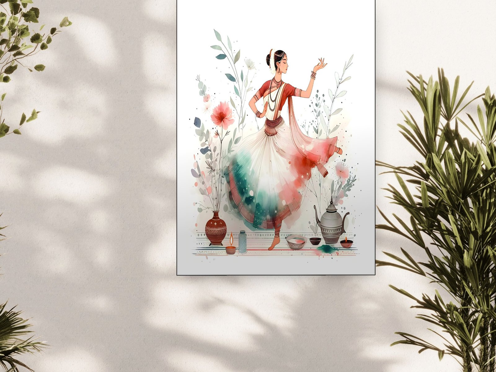 Indian Classical Dancer canvas wall art placement