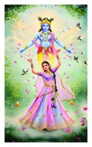 Radha Krishna Dance Canvas Wall Art 3x4 Feet – Floating Frame – Premium Digital Canvas Print – Living Room & Home Spiritual Wall Décor