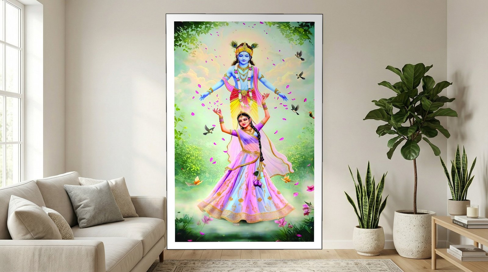 Radha Krishna Dance canvas wall art placement