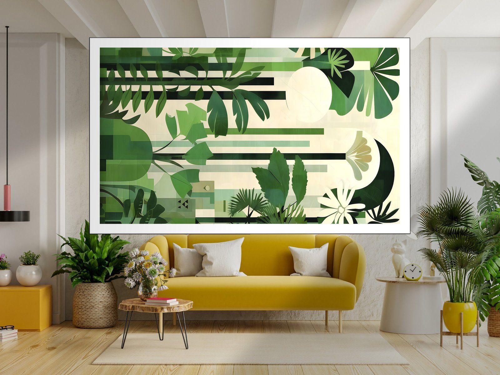 Green Leafy Plants Art canvas wall art placement