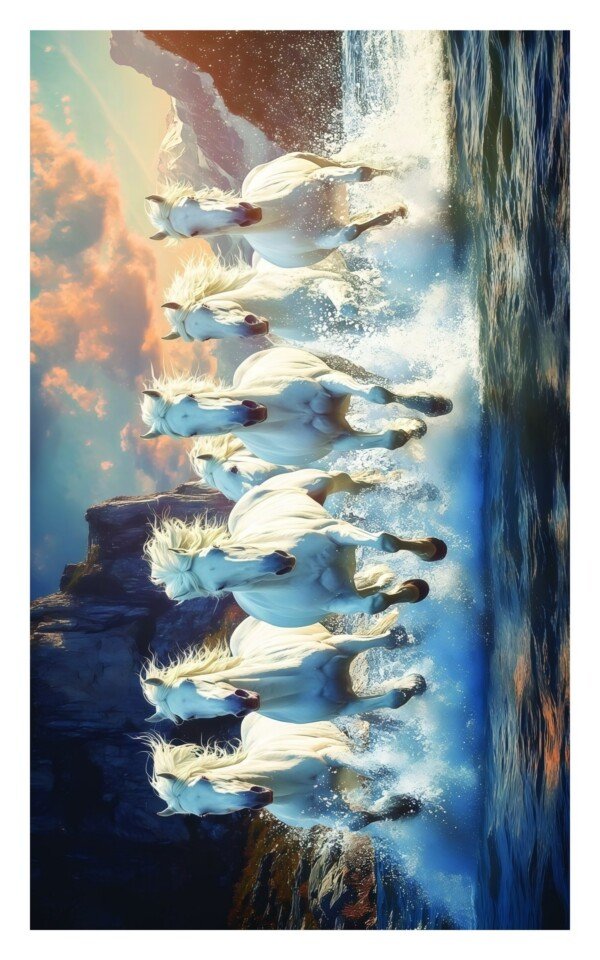 seven white horses canvas wall art
